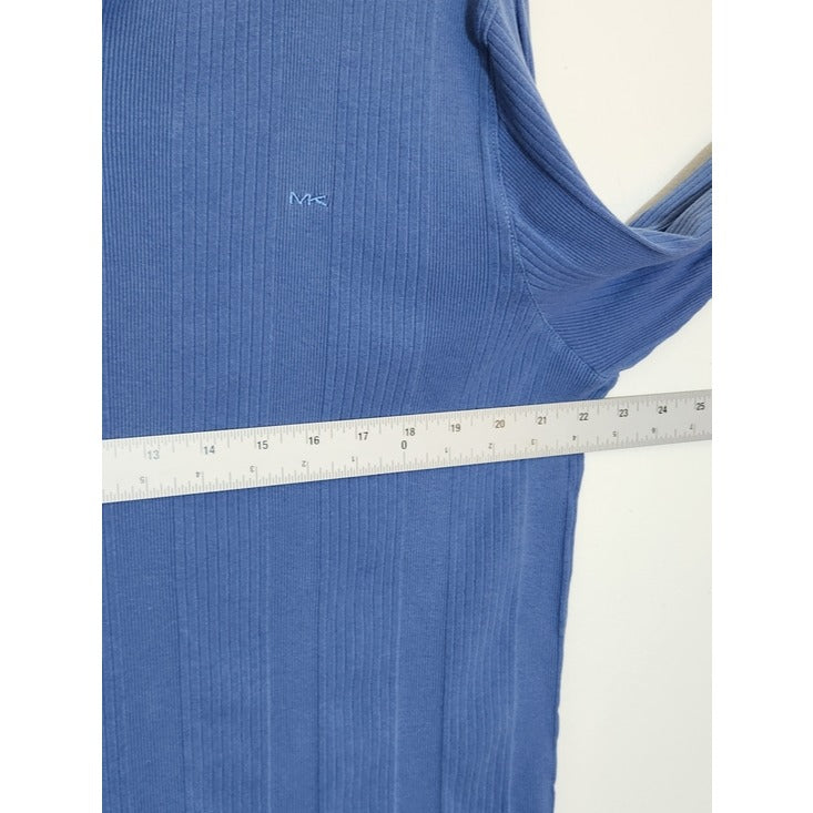 Michael Kors Mens Blue Ribbed Knit Henley Shirt Size XL