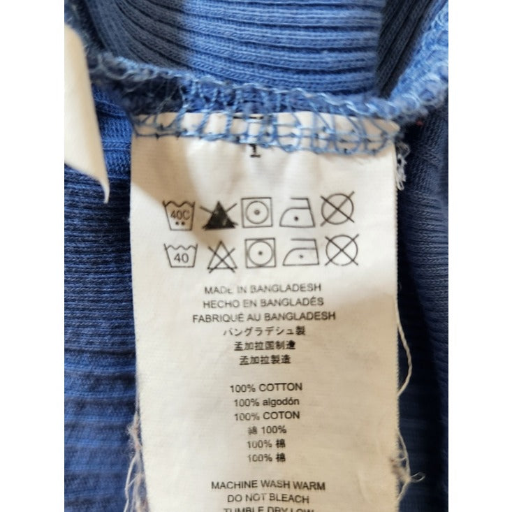 Michael Kors Mens Blue Ribbed Knit Henley Shirt Size XL