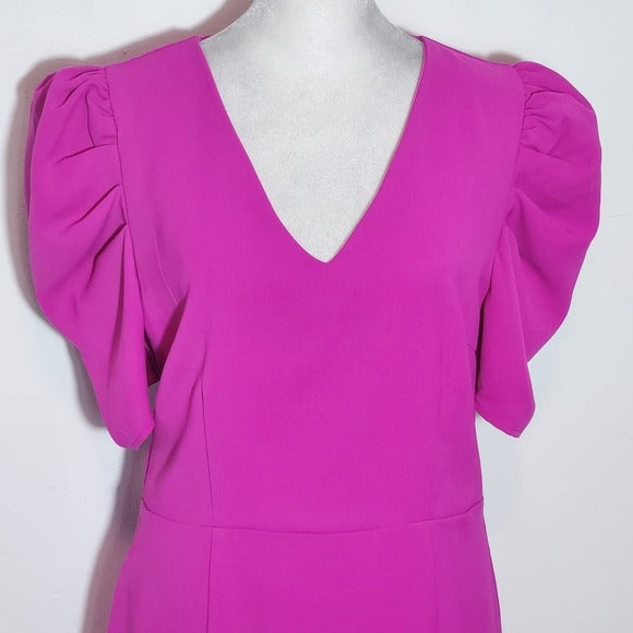 TCEC Fuchsia Pink Mini Dress with Ruffle Hem Size Large Wedding Guest Dress