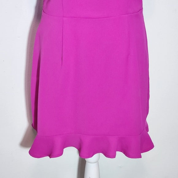 TCEC Fuchsia Pink Mini Dress with Ruffle Hem Size Large Wedding Guest Dress