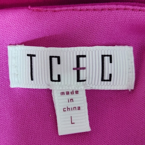 TCEC Fuchsia Pink Mini Dress with Ruffle Hem Size Large Wedding Guest Dress