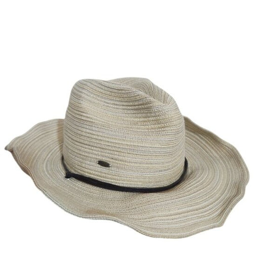 Scala Cream Wide Brim Woven Straw Sun Hat One Size Woven Sun Hat