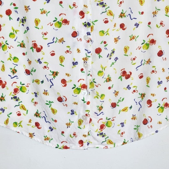 Cooper & Ella Multicolor Fruit Print Button Down Blouse Size Medium