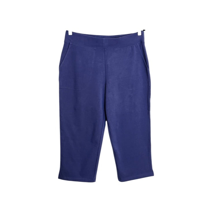 D&Co Blue Pull On Stretch Knit Capri Pants Size Medium