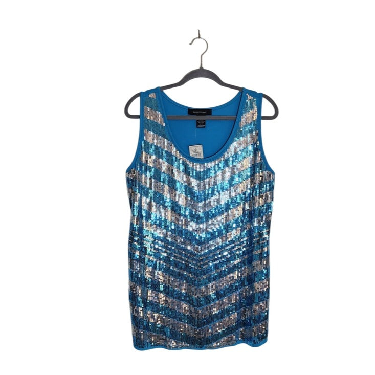 Ashley Stewart Blue and Silver Sequin Tank Top Size 14/16 NWT
