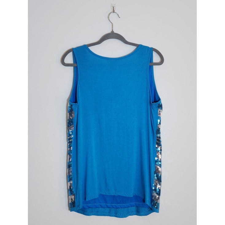 Ashley Stewart Blue and Silver Sequin Tank Top Size 14/16 NWT
