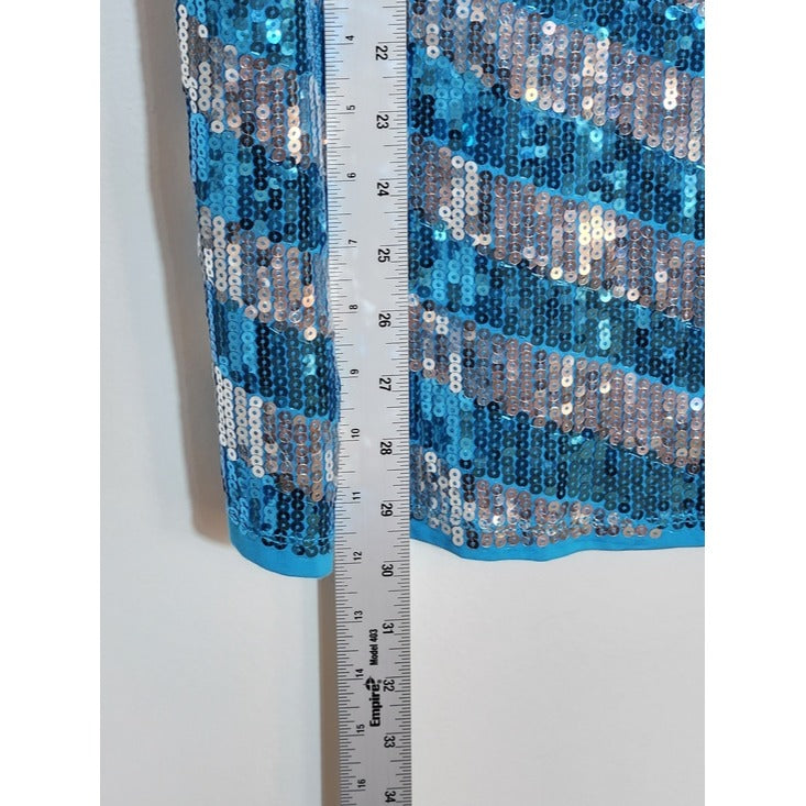 Ashley Stewart Blue and Silver Sequin Tank Top Size 14/16 NWT