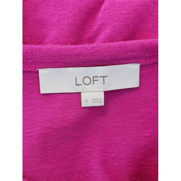 LOFT Fuchsia Ruffle Sleeve Tee Size Medium