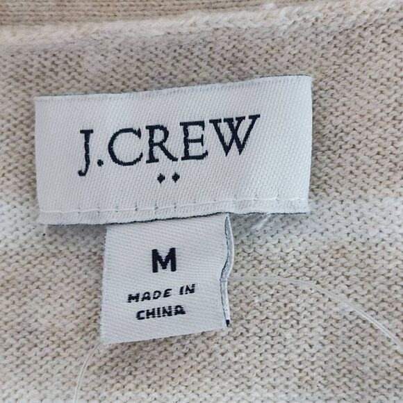 J. Crew Tan Stripe Boatneck Tunic Sweater Size Medium Preppy Stripe Sweater