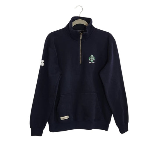 Irish Connexxion Navy Ireland Embroidered Quarter Zip Sweatshirt Size Medium