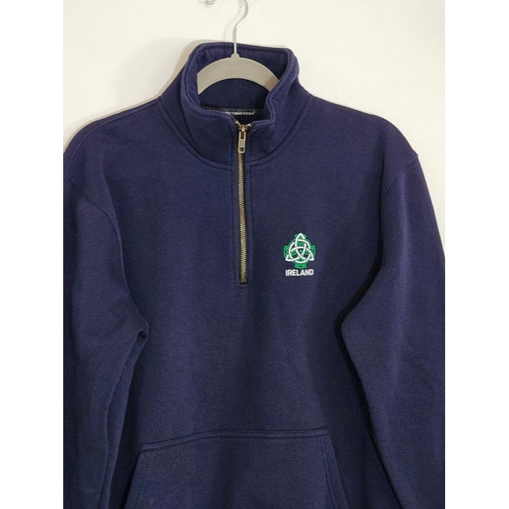 Irish Connexxion Navy Ireland Embroidered Quarter Zip Sweatshirt Size Medium