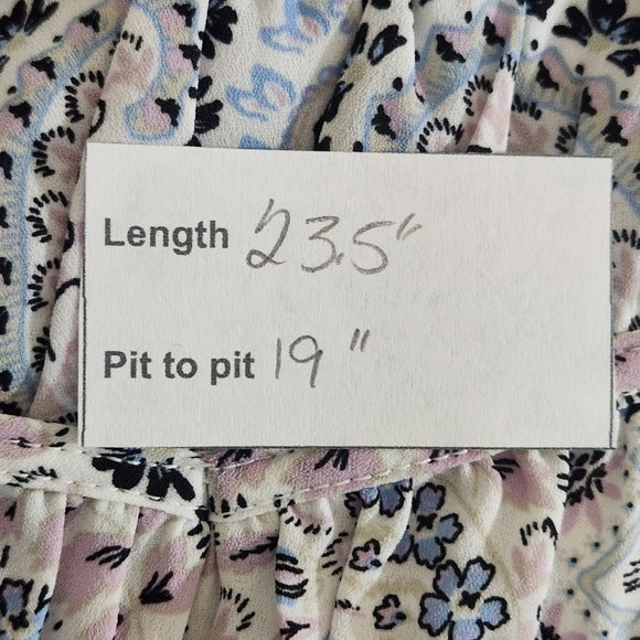 Loft Paisley Print Women's Blouse with Layered Ruffle Sleeves Size Medium