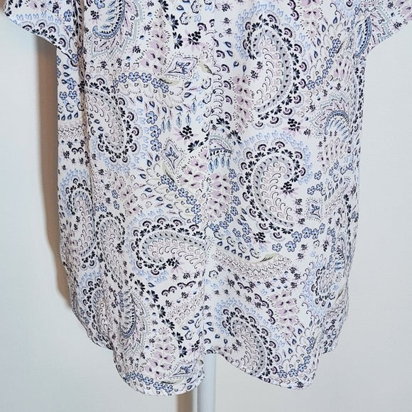 Loft Paisley Print Women's Blouse with Layered Ruffle Sleeves Size Medium