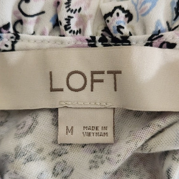 Loft Paisley Print Women's Blouse with Layered Ruffle Sleeves Size Medium