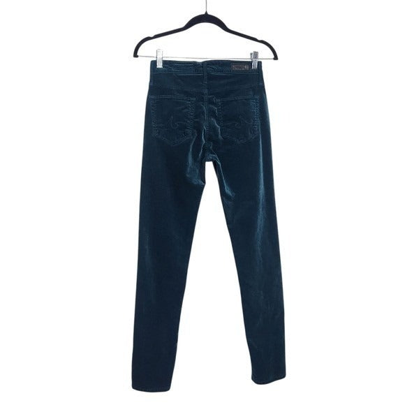 Anthropologie Teal Velvet Skinny Ankle Pants Size 25 High-Rise Stevie Ankle