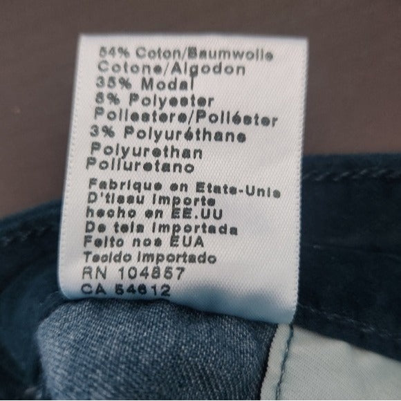 Anthropologie Teal Velvet Skinny Ankle Pants Size 25 High-Rise Stevie Ankle