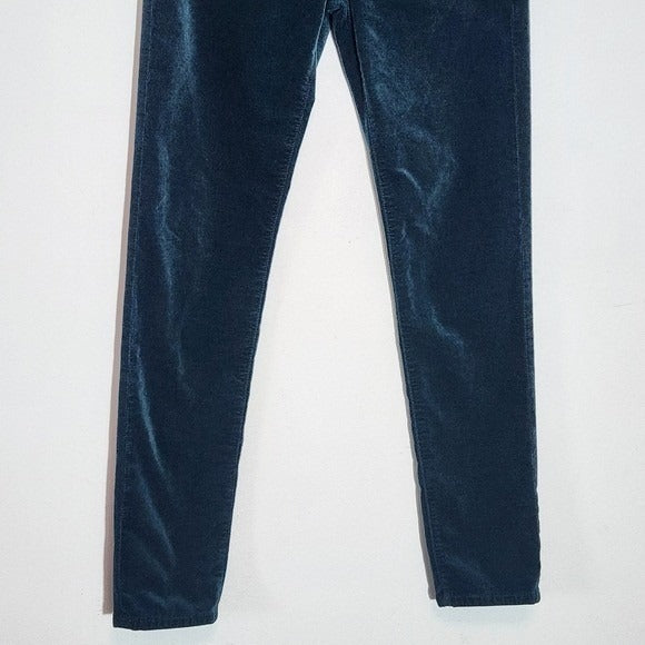 Anthropologie Teal Velvet Skinny Ankle Pants Size 25 High-Rise Stevie Ankle