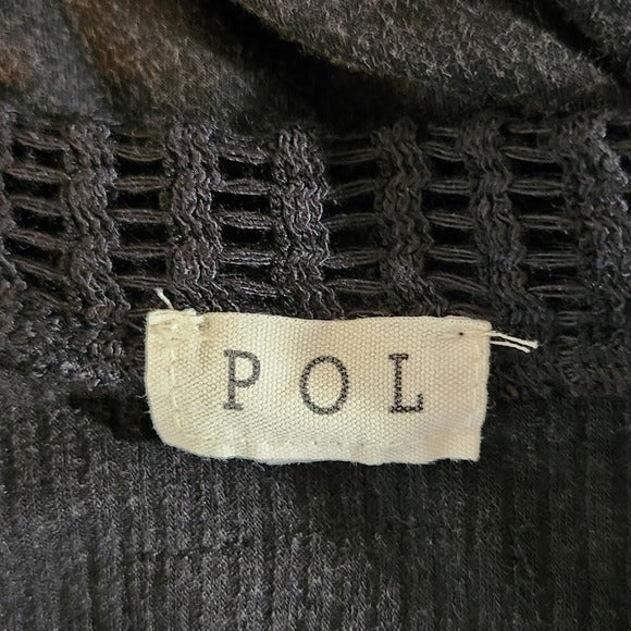 POL Distressed and Oversized Black Knit Top Size Large NWOT
