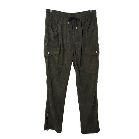 Shein Women's Army Green Corduroy Cargo Pants with Drawstring Waist Size XL