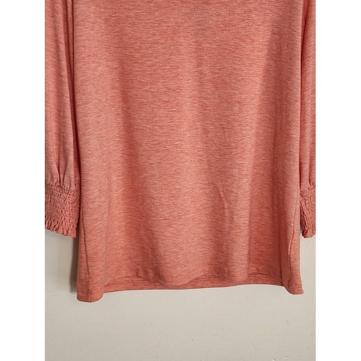 PGANDS Pink Smocked Cuff 3/4 Sleeve Tee Size Medium NWT