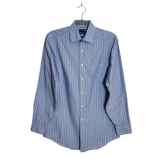 Arrow Blue Stripe Fitted Dress Shirt Size 14.5 32-33