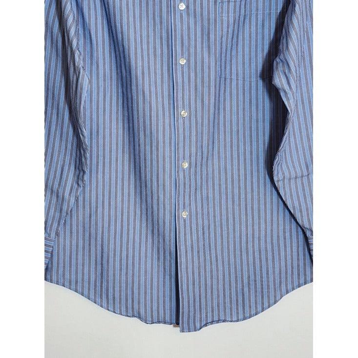 Arrow Blue Stripe Fitted Dress Shirt Size 14.5 32-33