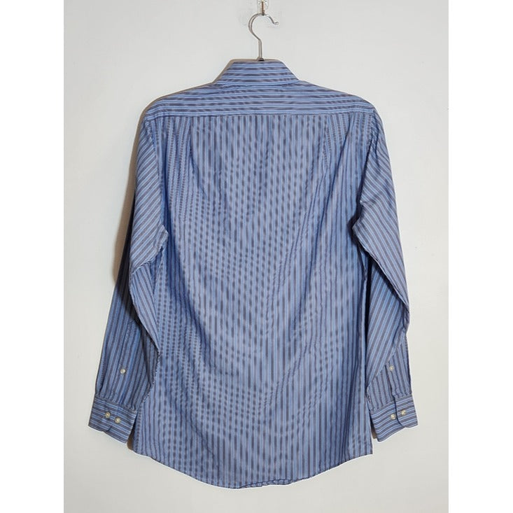 Arrow Blue Stripe Fitted Dress Shirt Size 14.5 32-33