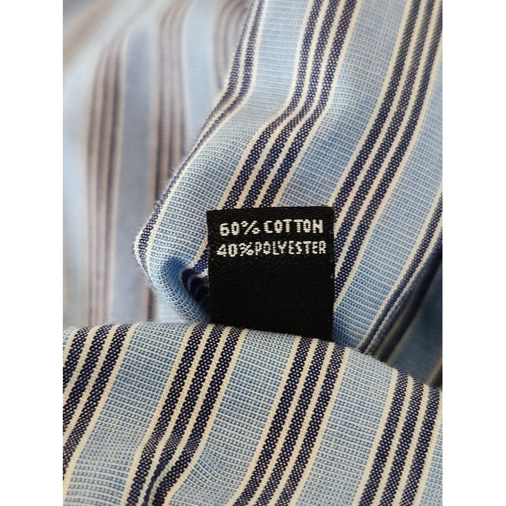 Arrow Blue Stripe Fitted Dress Shirt Size 14.5 32-33