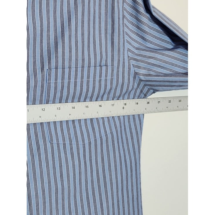 Arrow Blue Stripe Fitted Dress Shirt Size 14.5 32-33