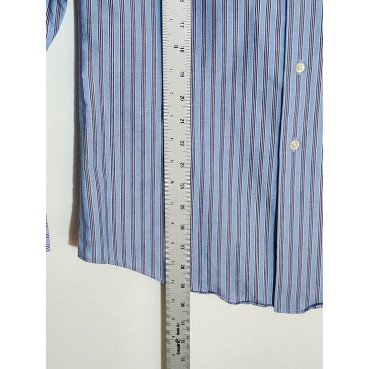 Arrow Blue Stripe Fitted Dress Shirt Size 14.5 32-33