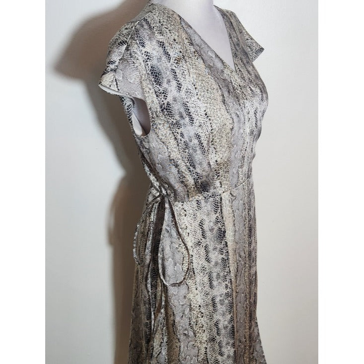 The Limited Knee Length Snakeskin Print Wrap Dress Size 6P