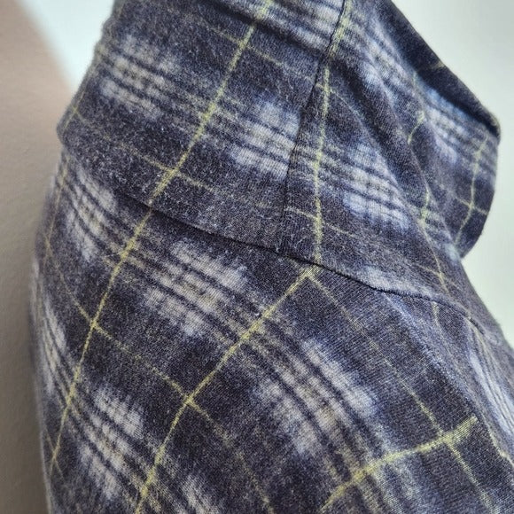 Vince Long Sleeve Fitted Navy Plaid Turtleneck Top Size XL