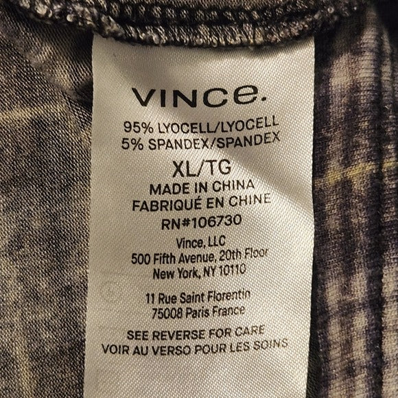 Vince Long Sleeve Fitted Navy Plaid Turtleneck Top Size XL