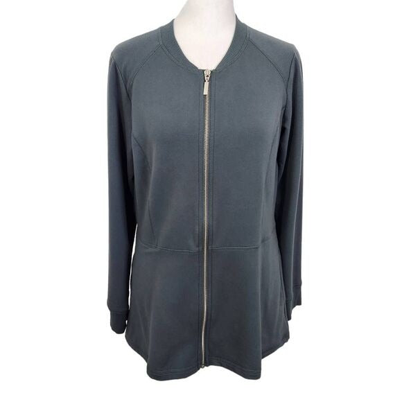 D&Co. Gray Knit Jacket Size XXS Casual Gray Zip Front Jacket Zip-Up Gray Jacket
