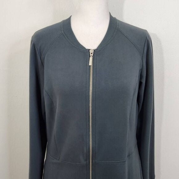 D&Co. Gray Knit Jacket Size XXS Casual Gray Zip Front Jacket Zip-Up Gray Jacket