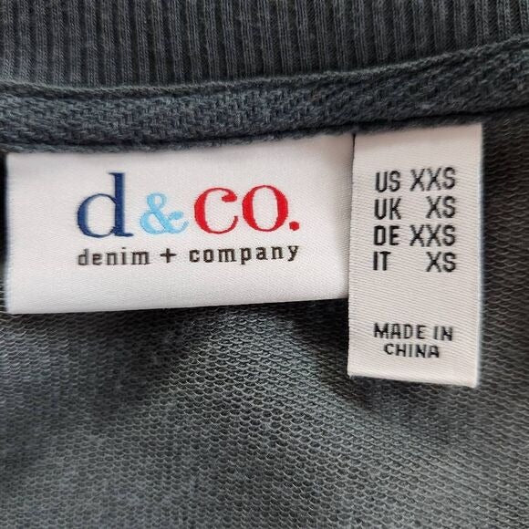 D&Co. Gray Knit Jacket Size XXS Casual Gray Zip Front Jacket Zip-Up Gray Jacket