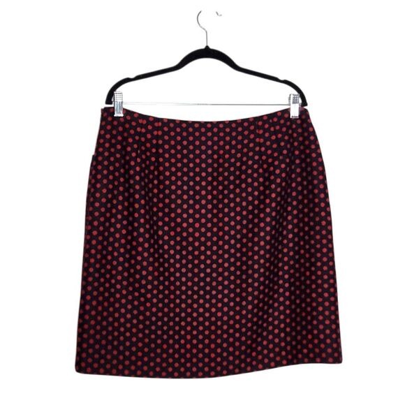 Talbots Navy and Red Polka Dot Wool Straight Skirt Size 14 Petite Preppy Skirt, New