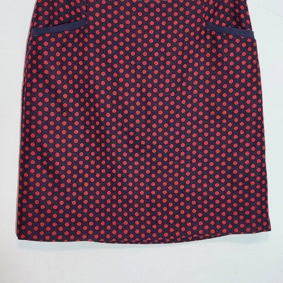 Talbots Navy and Red Polka Dot Wool Straight Skirt Size 14 Petite Preppy Skirt, New