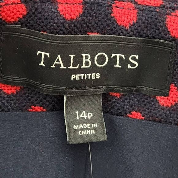 Talbots Navy and Red Polka Dot Wool Straight Skirt Size 14 Petite Preppy Skirt, New