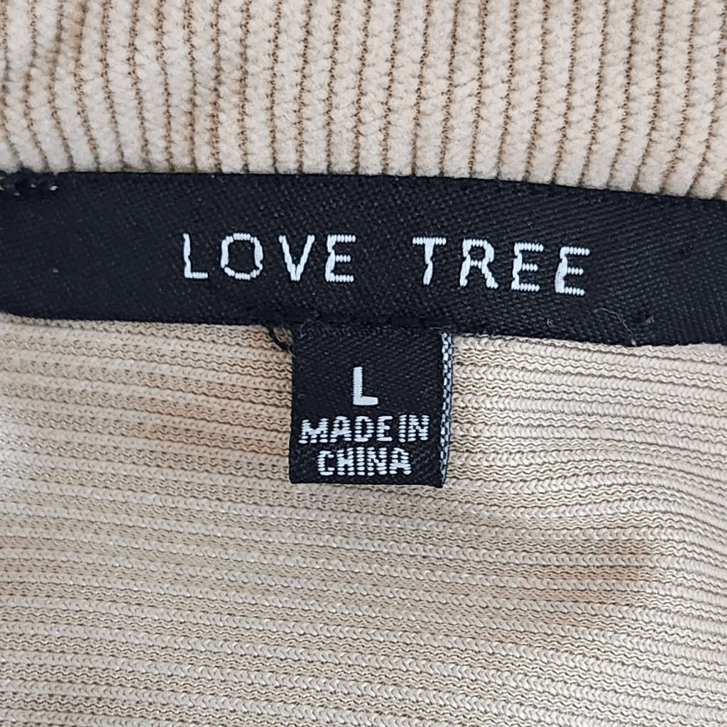 Love Tree Long Sleeve Khaki Corduroy Cropped Button Down Shirt Size Large