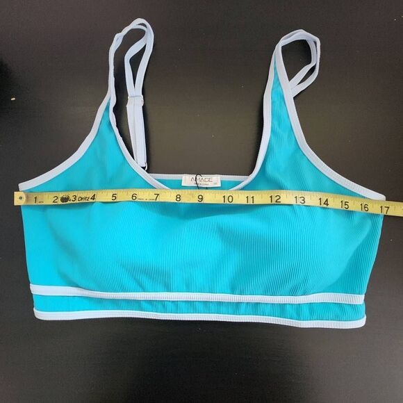 AI'MAGE Blue Bikini with Light Blue Trim and High Waist Bottoms NWT Size 2XL
