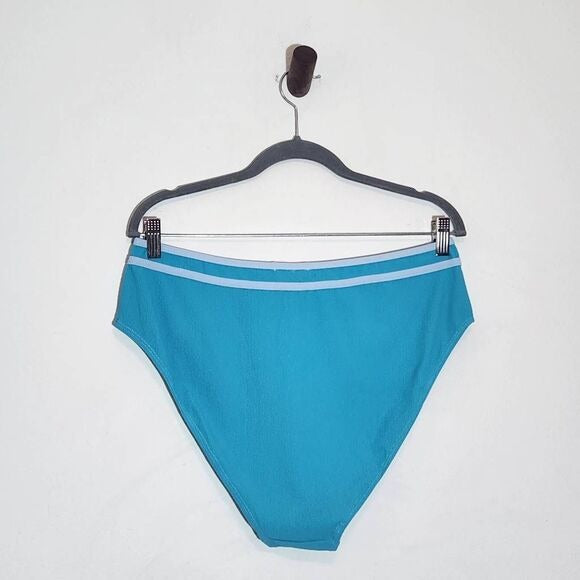 AI'MAGE Blue Bikini with Light Blue Trim and High Waist Bottoms NWT Size 2XL