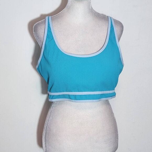 AI'MAGE Blue Bikini with Light Blue Trim and High Waist Bottoms NWT Size 2XL