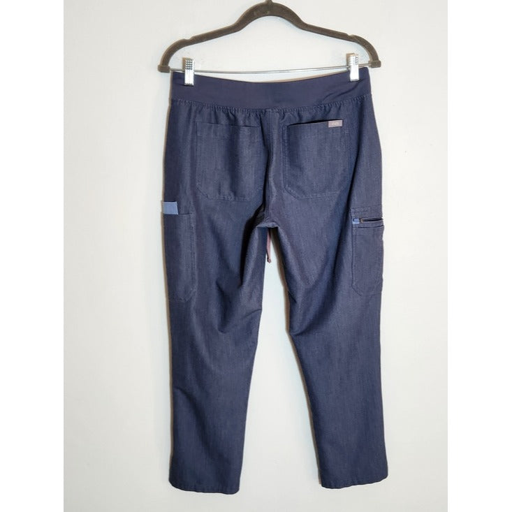 Figs Blue Scrub Pants with Pink Drawstring Size Medium Petite