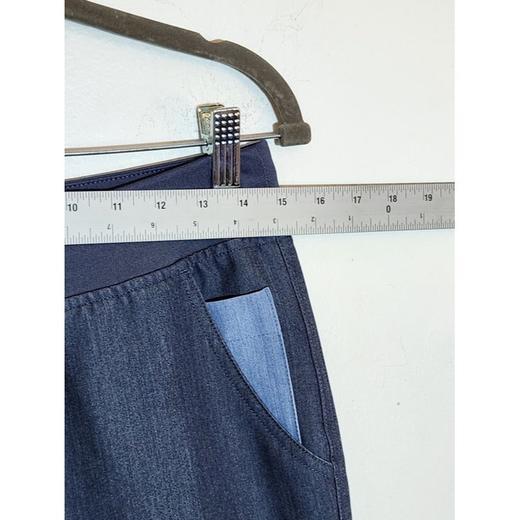 Figs Blue Scrub Pants with Pink Drawstring Size Medium Petite