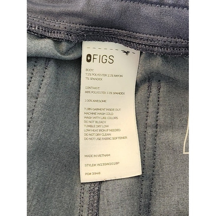 Figs Blue Scrub Pants with Pink Drawstring Size Medium Petite