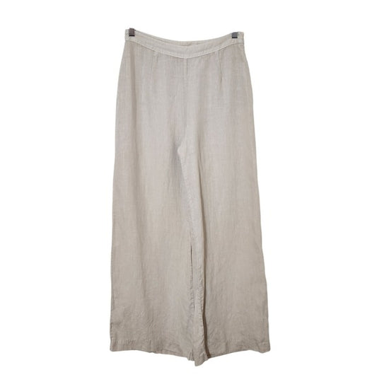 3 Dots Cream Linen Wide Leg Pants Size 4 Beige Linen Pants
