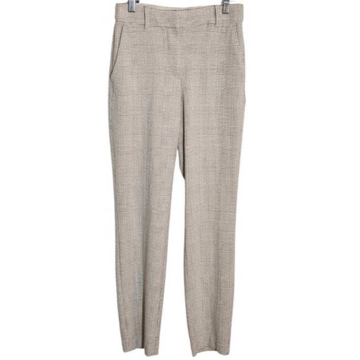 H&M Womens Tan and White Plaid Slim Ankle Pants Size 2