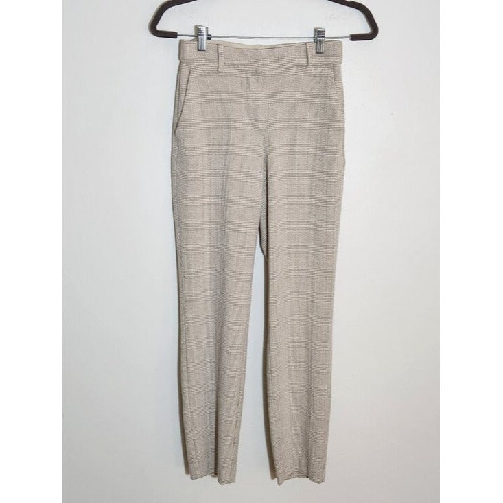 H&M Womens Tan and White Plaid Slim Ankle Pants Size 2