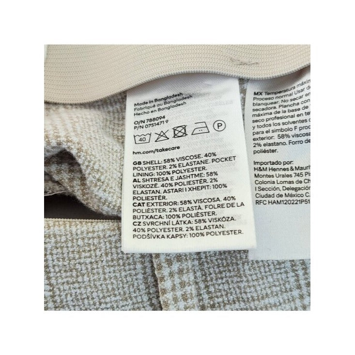 H&M Womens Tan and White Plaid Slim Ankle Pants Size 2